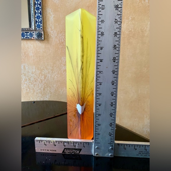 Womar Glass Abstract Amberina Sunset Satin Frost Vase Rare HandPaint Web Feather - Picture 7 of 7